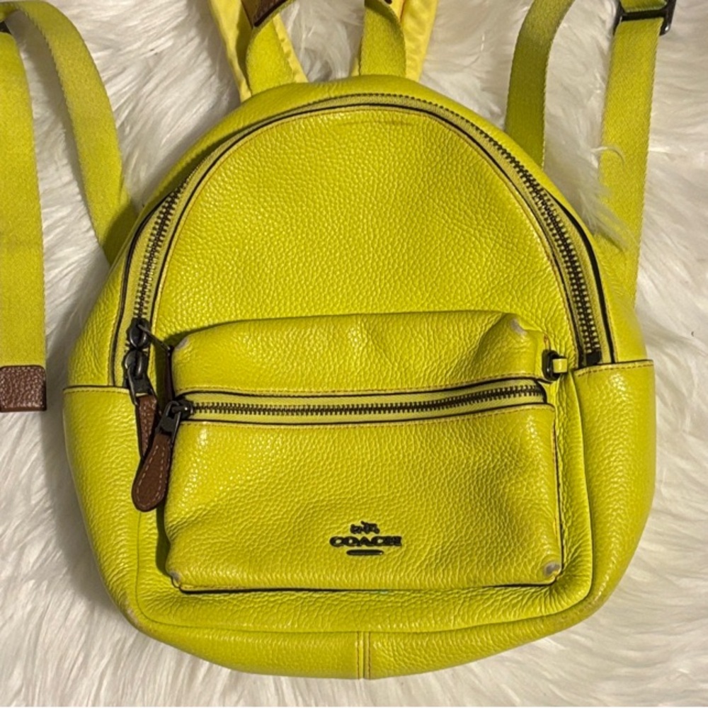*RARE-LIMITED EDITION *Coach Neon Yellow Leather Backpack- Keith Haring Co-lab